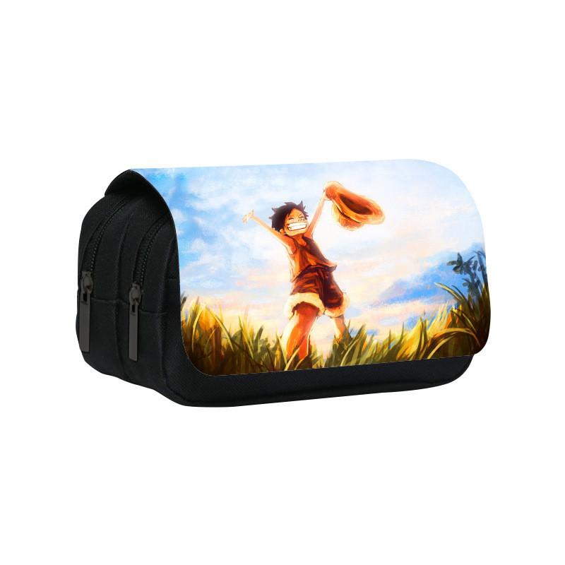 Piece One Pattern Double Layer Flip Cover Student Stationery Storage Bag Pencil