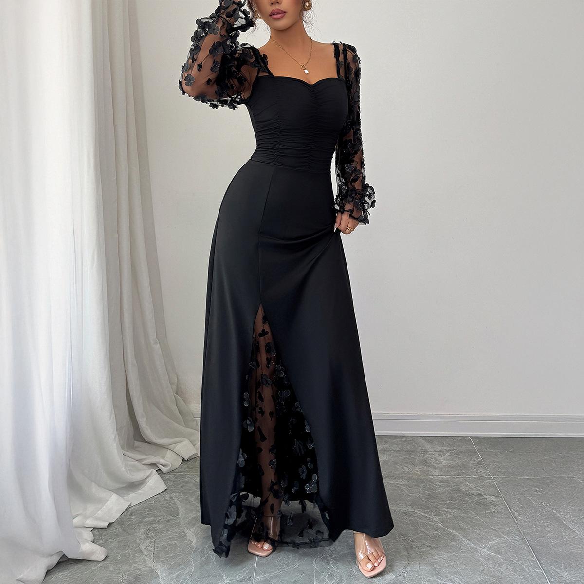 

Di Yun Elegant Hollow Long Sleeve Dress for Women - Autumn/Winter 2025 Collection XS чорний