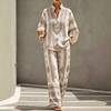 1116 New Hot Sale Fashion European and American Women's Printed Lapel Top Casual Wide Leg Pants Set