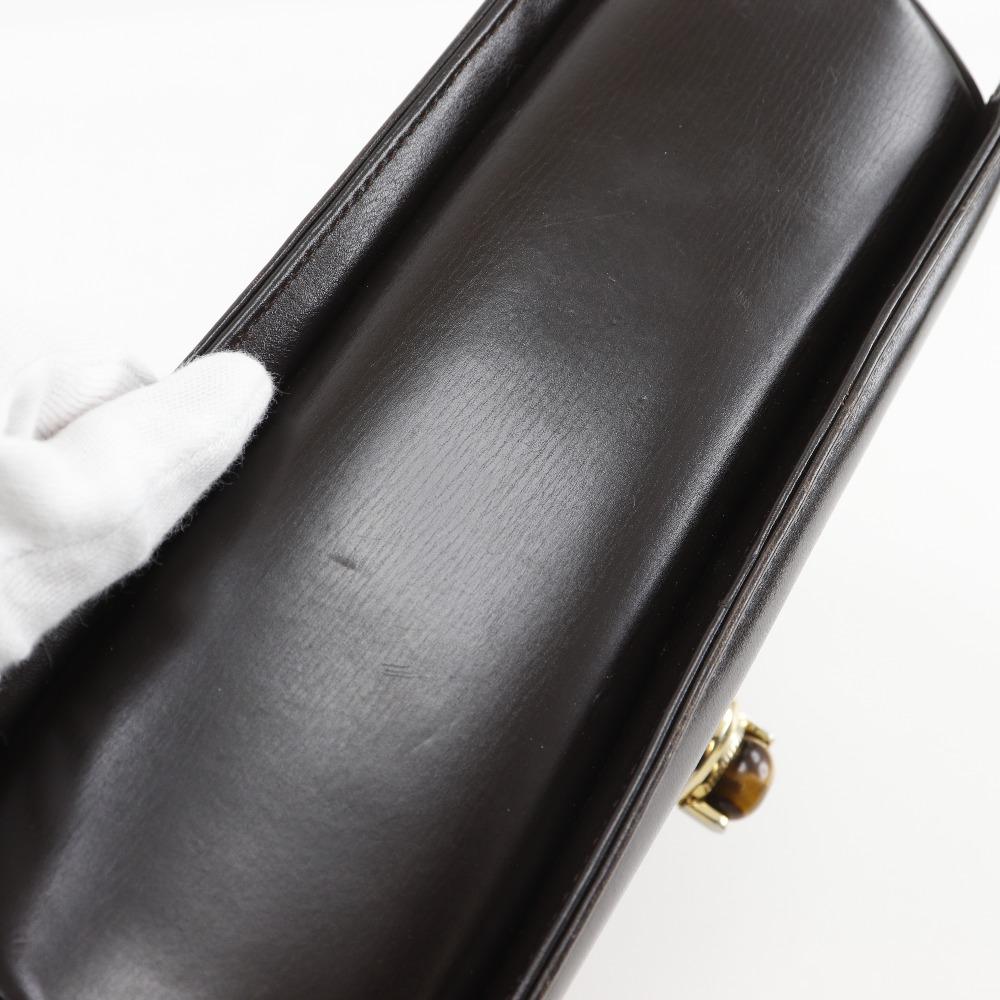 Gucci One Handle Handbag Old Gucci Brown Leather Women Used