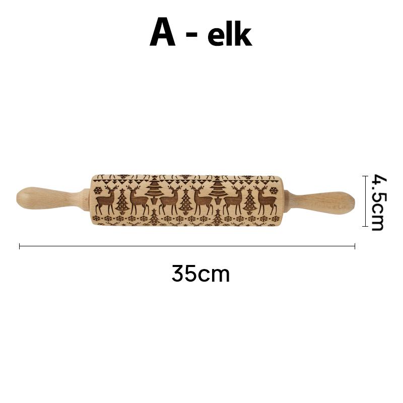 Wooden Christmas Rolling Pins Rock Snowflake Elk Embossing Baking Tool Cookies Biscuit Fondant Cake Patterned Roller Dropship