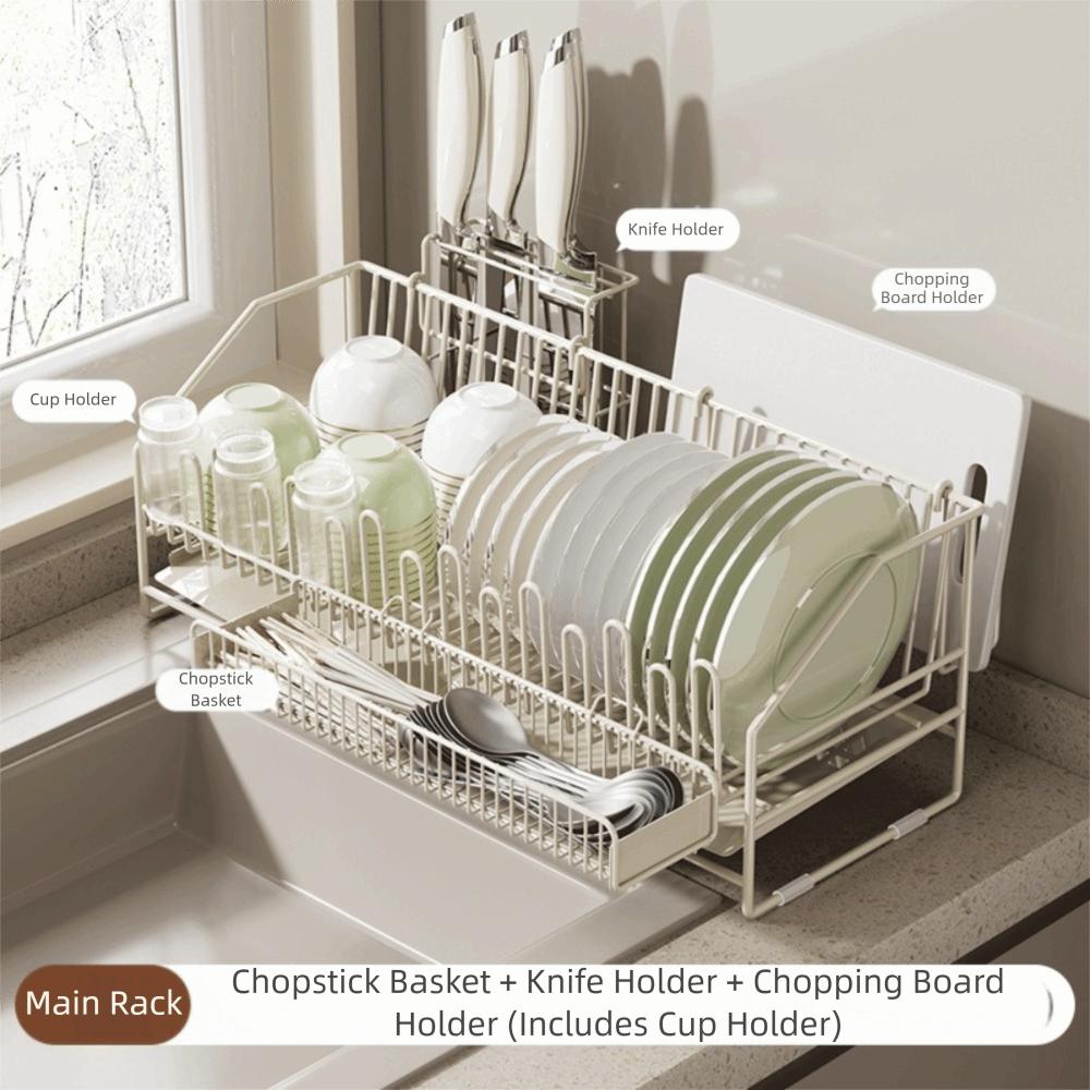 Portable Cutlery Storage Basket Convenient Drain Dish Rack Holder  Kitchen Supplies
