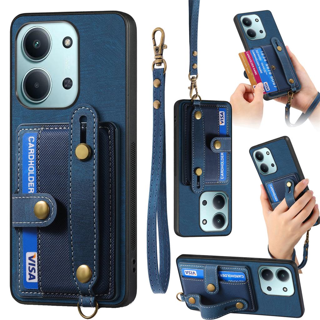 Retro PU Leather Case for Xiaomi Poco C85 4G (171mm)/Redmi 15C 4G (Global) (171mm) Phone Cover with Card Holder/Wristband Kickstand