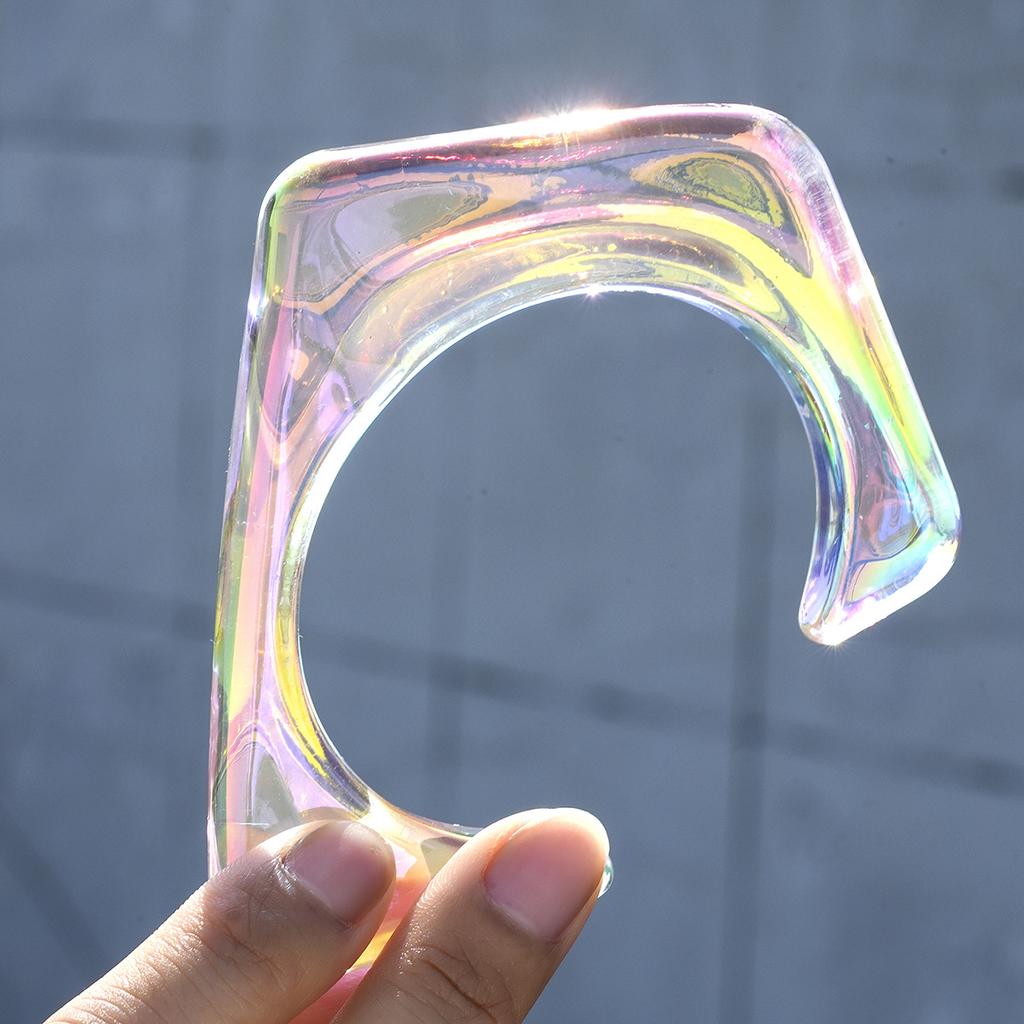 IF ME Bohemia Transparent Colorful Acrylic Opening Bangle for Women Irregular Large Wide Cuff Bracelet New Trend Couple Jewelry F