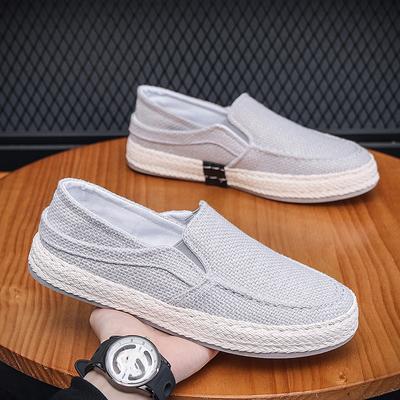 Men's Summer Linen Shoes Outdoor Non Skid Versatile Lazy Shoe Trendy Fisherman's Shoes Casual Lightweight Flats Shoes