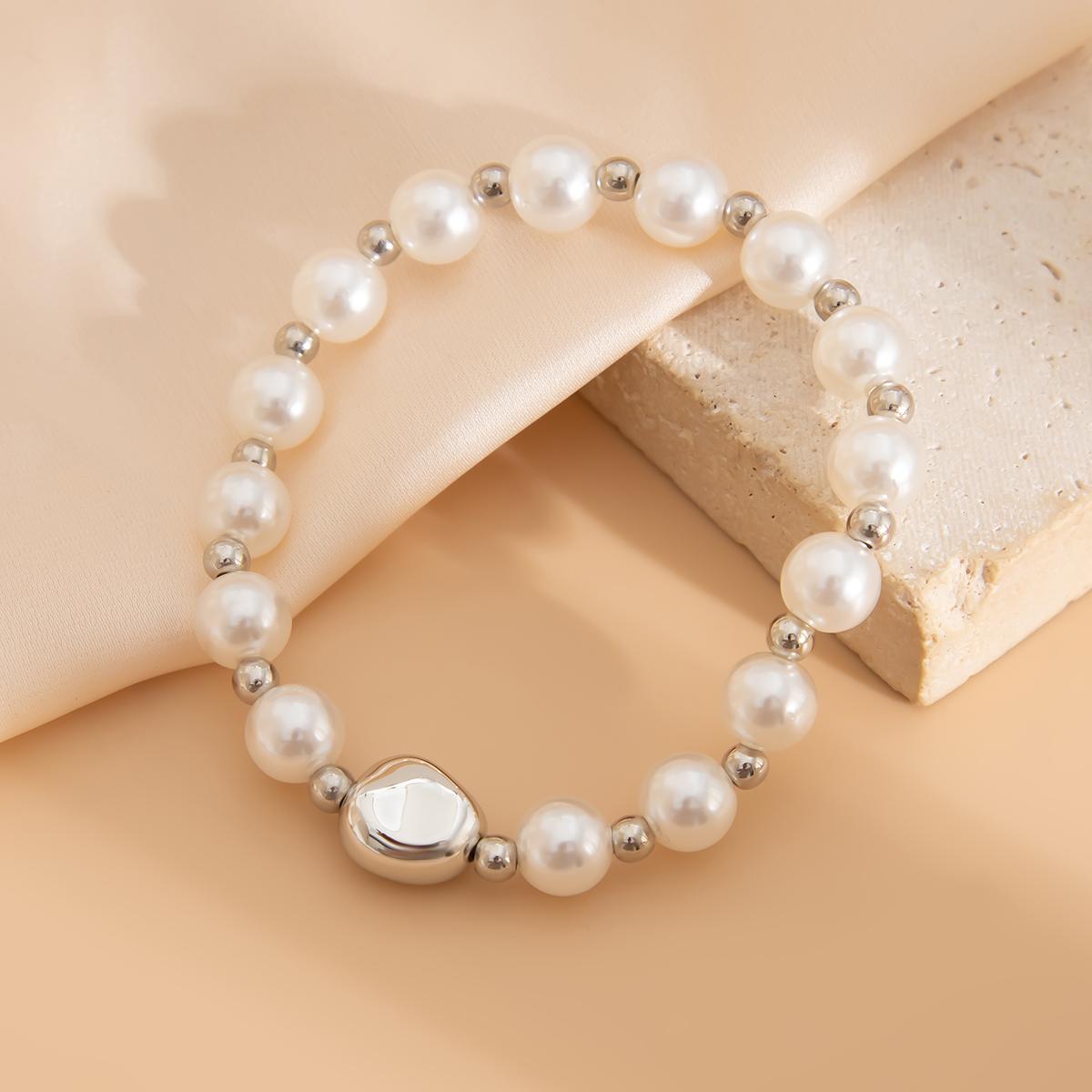 

Ingemark Irregular Imitation Pearl Wide Bangles Women Men Hip Hop Punk Gold Color Geometric Stacked Bangles Aesthetics Jewelry