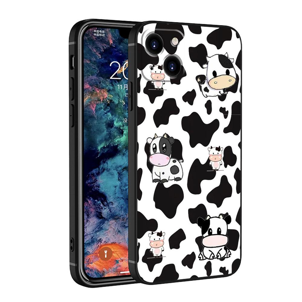 Dla Apple iPhone 7 13 Pro Max 14 XR X 8 Plus 12 XS 11 5 6S 5S 6 SE Mini SE2022 Fundas Śliczne etui w krowy Pancerne