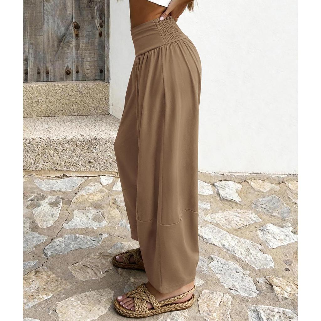 Dámské ležérní a módní barevné volné kalhoty s kapsami