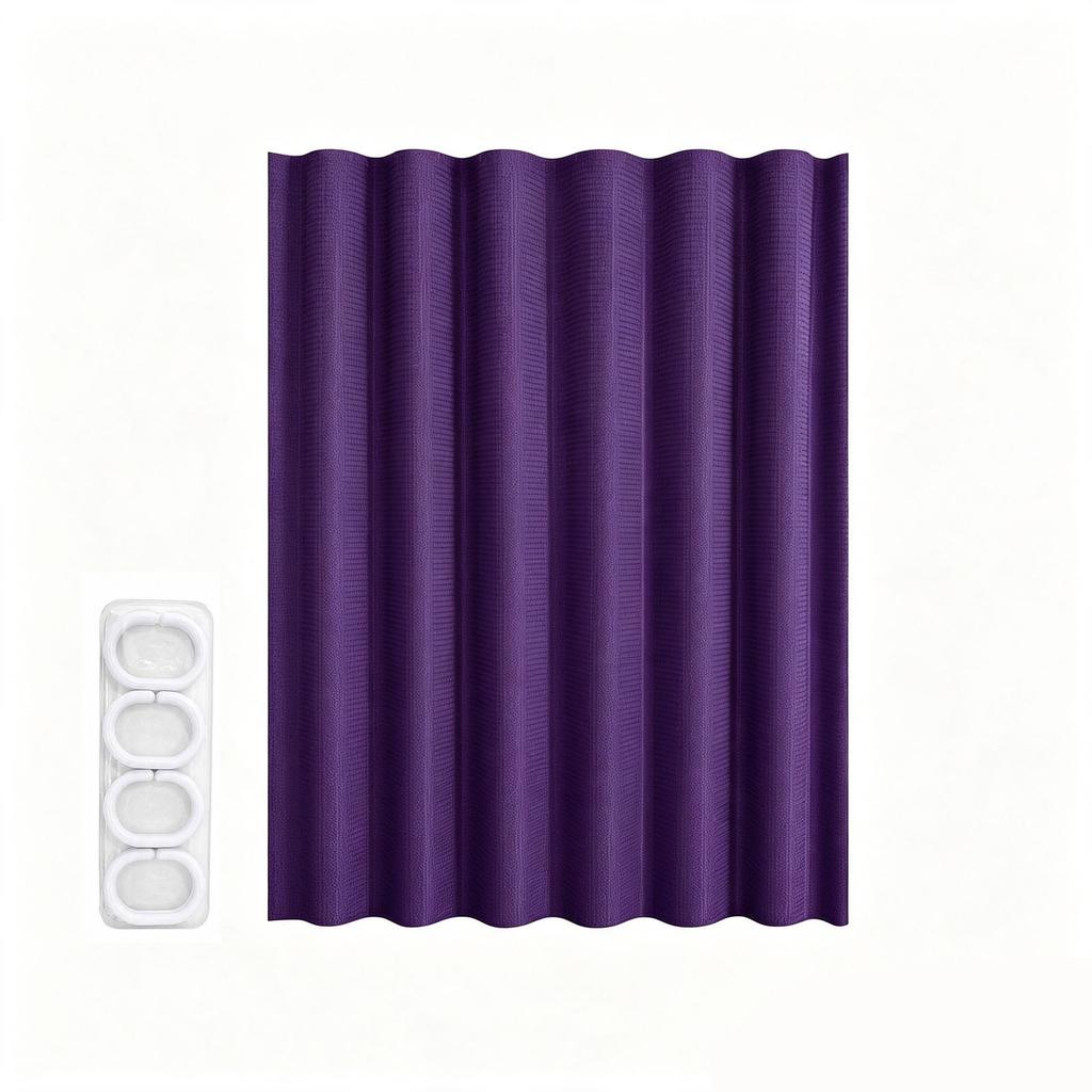 Purple Weave Shower Curtain with 12 Plastic Hooks Included for Bathroom Decor