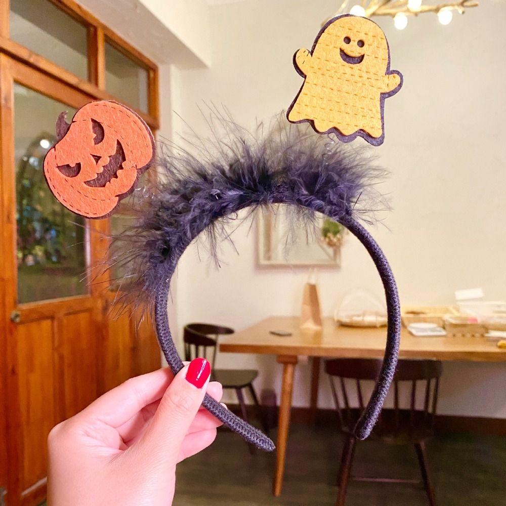 Spider Halloween Feather Headband Cartoon Pumkin Hairband Funny Ghost Headband  Girl