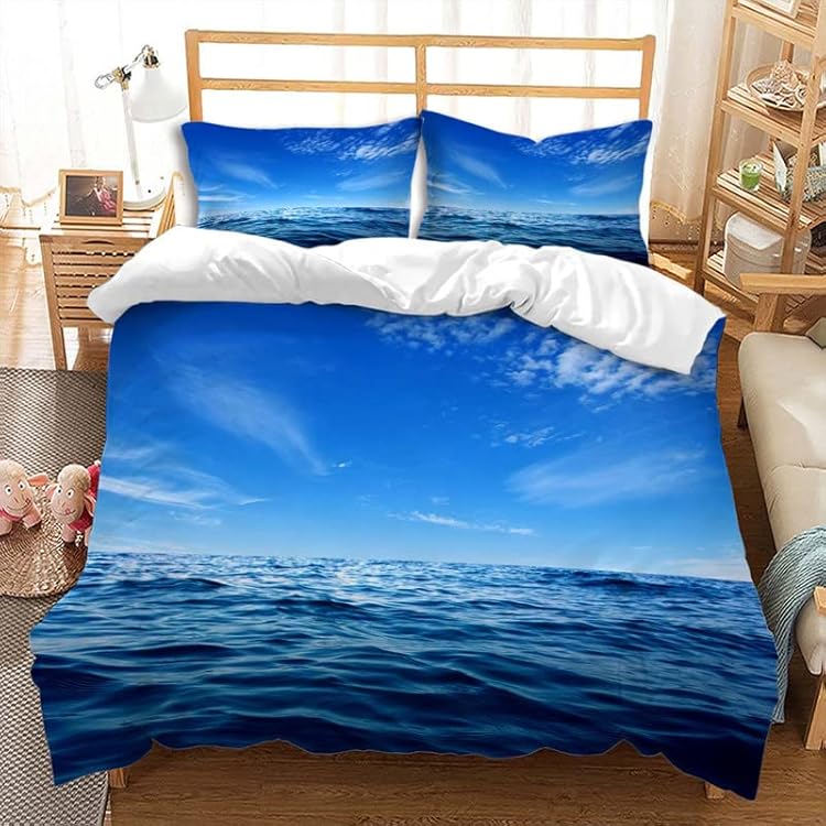 Sea Wave Texture Duvet Cover Twin Queen 2/3pcs Blue Ocean Spray Waves Bedding Set Azure Seawater Comforter Cover For Boys Girls