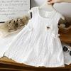 Little Girls Sleeveless Solid Princess Summer A Line Casual Dress
