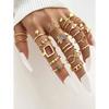 66 Piece Set Minimalist Time Hollow Out Design Geometric Ring Multi Piece Set Girl Daily Party Wearing Fashion Jewelry 2024