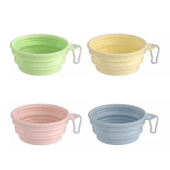Folding Pet Bowl Portable Dog Water Bowl Foldable Pet Feeding Dish Collapsible Cat Bowl with Carabiner for Travel Outdoor Hiking