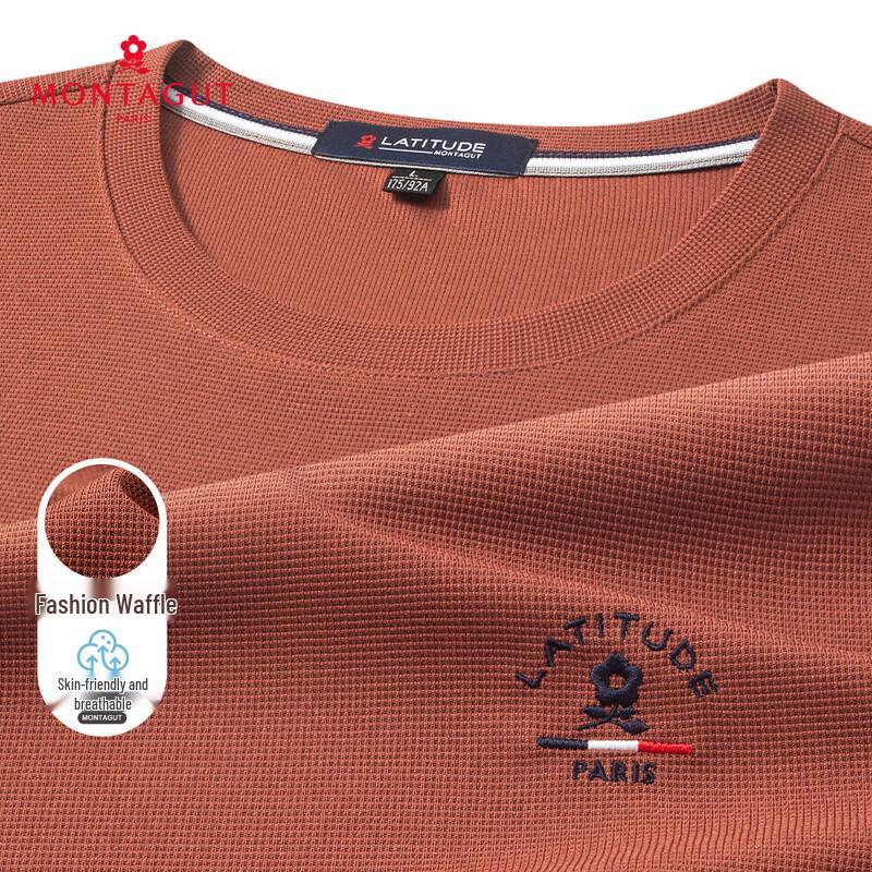 MONTAGUT Men's Soft Breathable Waffle Knit Round Neck Short Sleeve T-Shirt
