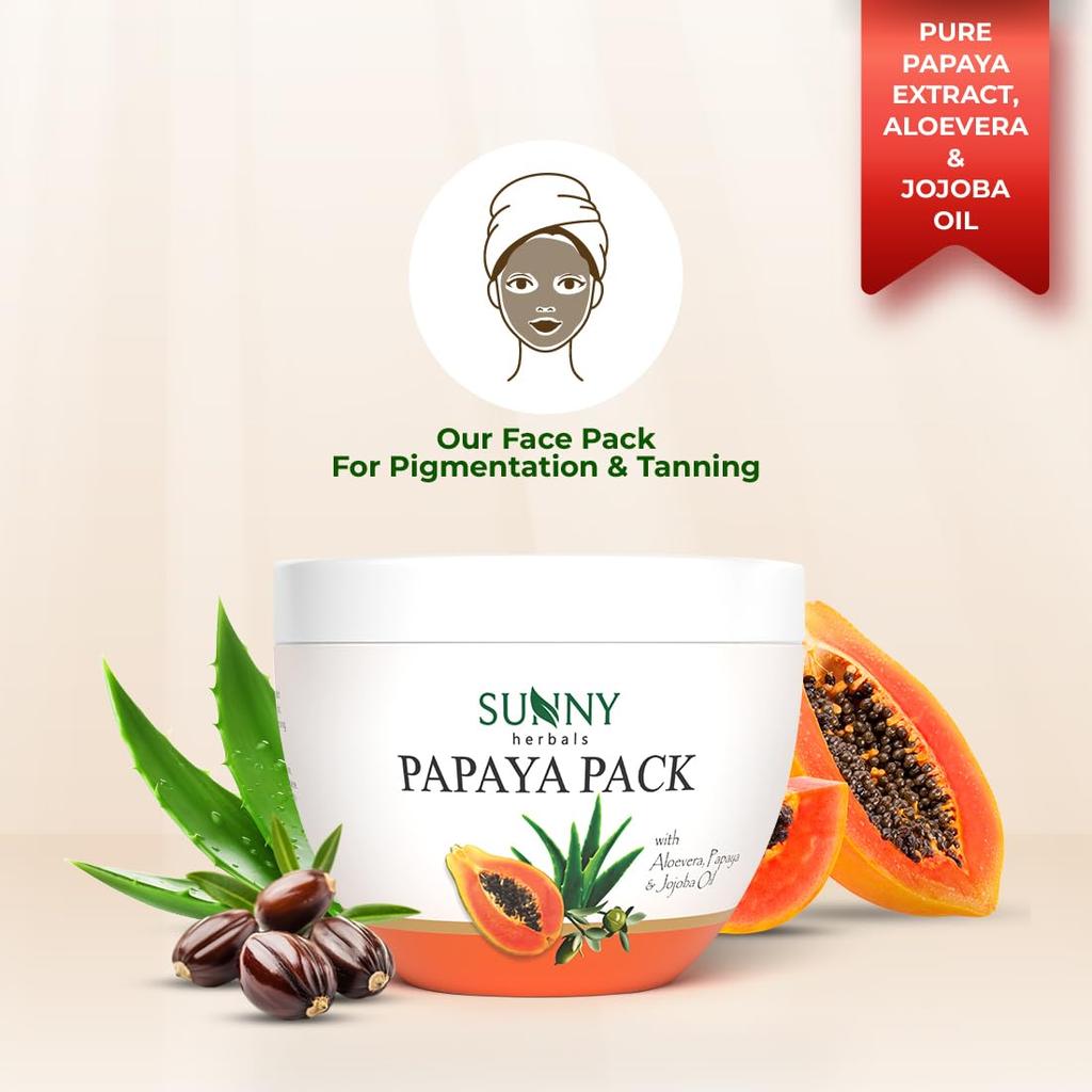 Sunny Herbals Papaya Face Pack Pore Tightening Complexion Care For Men Women Deep Nourishing Glow Skin Mask 150 g