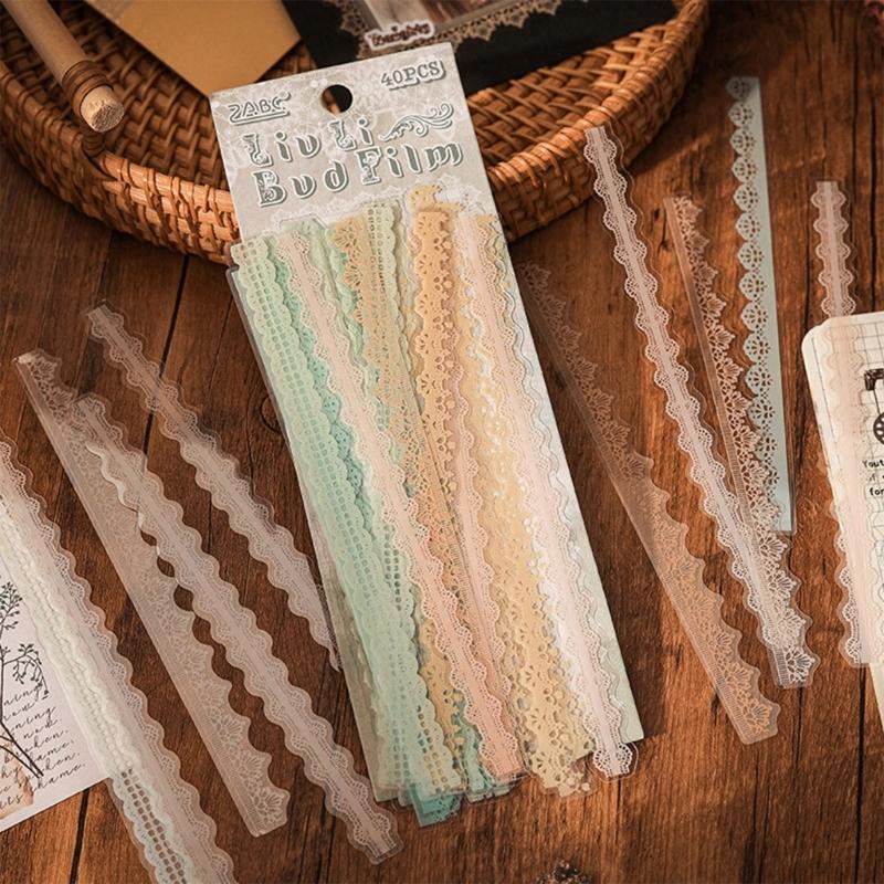 240Pcs Aesthetic Lace Sticker Scrapbooking Decorative Sticker for Journal Notebook Photo Album Phone Case Invitation