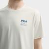 Fila Heritage Fashion Casual Classic Soft Lightweight Breathable Short Sleeve T-Shirt Men Tops Cloud-Mushroom-White F11M538121FWT