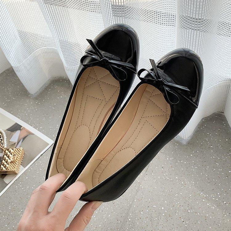 Spring Fashion Round Toe Flat Shoes Casual Leather Shoes Plus Size Women's Casual Bow Tie Women's Singles Shoes
