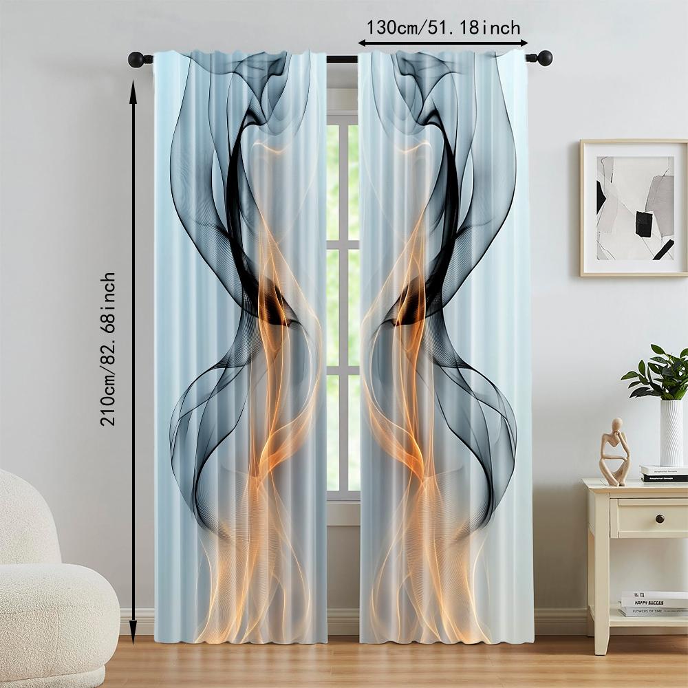 2 pcs   versatile polyester transparent curtains for home decoration Modern Abstract Pattern for use in bedrooms and living rooms