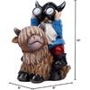 Garden Gnome Statues Resin Gnome Sitting On Highland Cow Solar LED Lights Outdoor Telescope Gnome Decorations