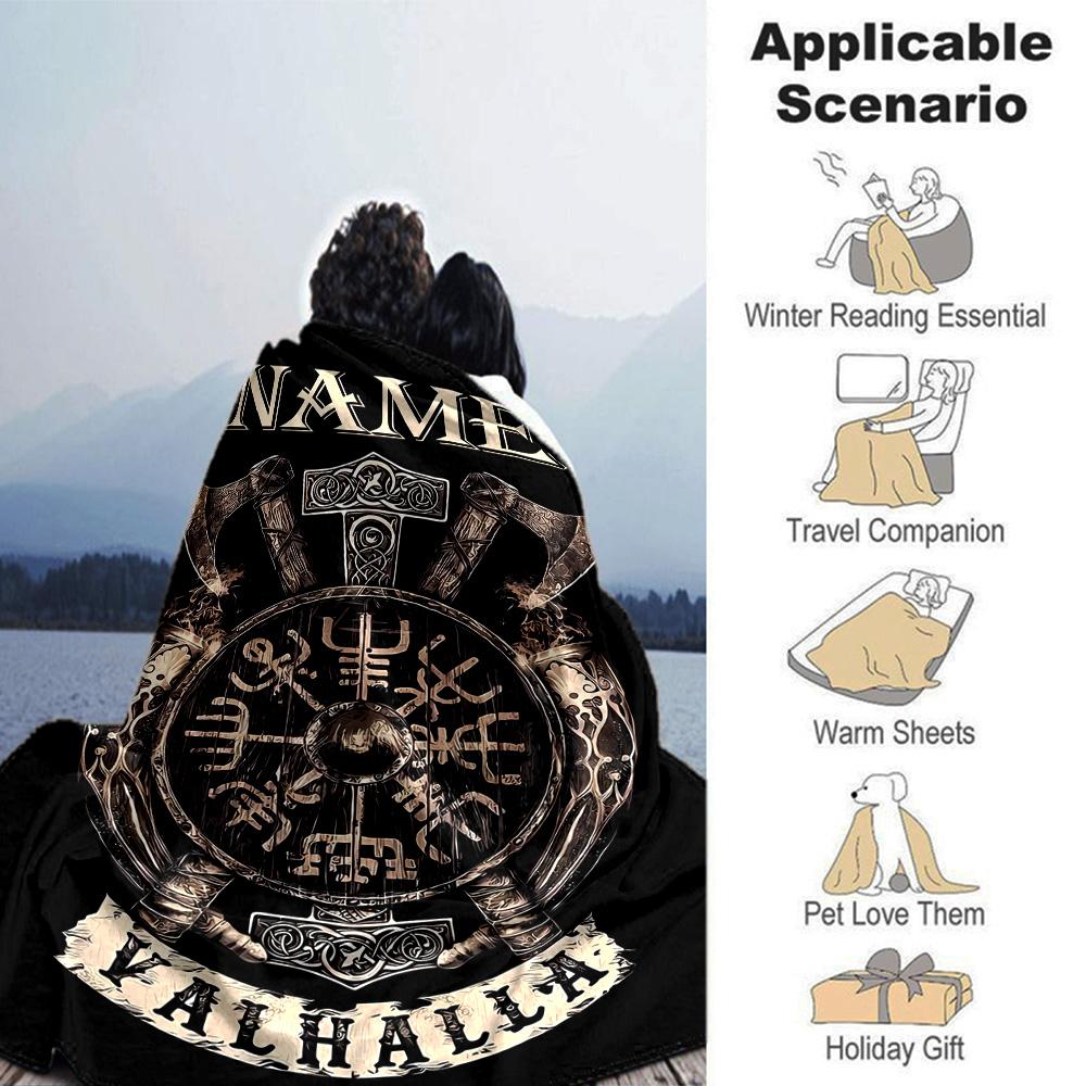 Customiz Name Personality Viking Sign Blanket Soft &Warm Sofa Office Bed Travel Lunch Break Blanket, Gift Suitable All Seasons