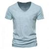 Sommer Herren Uni Bambus Baumwolle V-Ausschnitt T-Shirt - Heißverkaufender Europäischer & Amerikanischer Stil