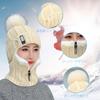 Umeloeo Knitted Hat with Neck and Perfect for and Cold Zipper and Outerwear for a Smaller Face Women's Warmer, Earmuffs, Pompoms, Masks, Balaclava,