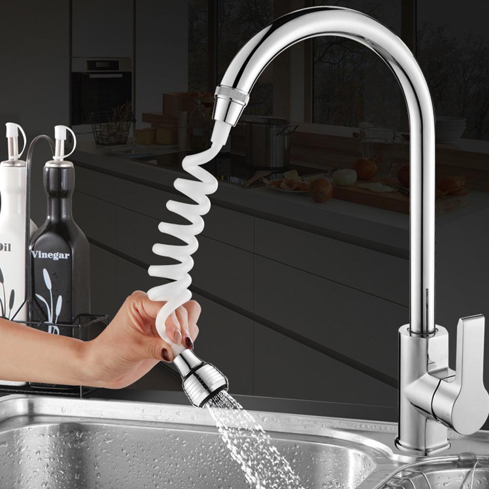 Household Kitchen Faucet Lengthened Extender Long Hose Portable Retractable Foaming Water TapWhite