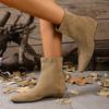 Foreign Elastic Skinny Boots Short Boots Women's Inner Height Increase 2025 Autumn New Pointed Suede Flat Bottom Fashion Naked Boots