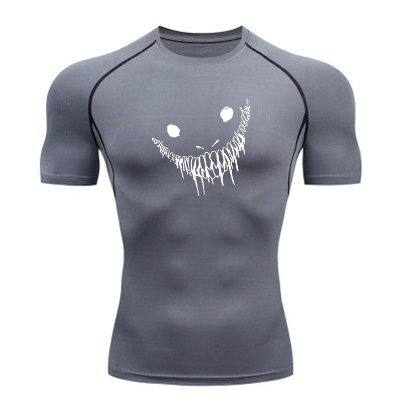 Men's Quick Dry Compression Workout T-Shirt, Scary Grin Drip