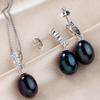 Exquisite Pendant&Earrings Jewelry Set For Women 8-9mm Freshwater Drop Shape Pearl White