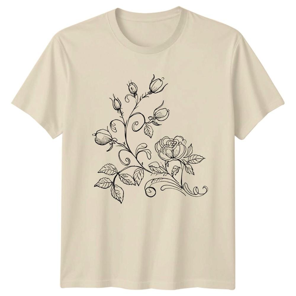 Vintage Botanical Rose Flower Sketch TShirt Gift For Him And Her