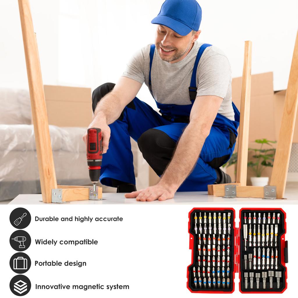 83Pcs Screwdriver Bit Set Colorful Security Bits Electric Screwdriver Set with Case Portable Steel Magnetic Long Drill Bit Set