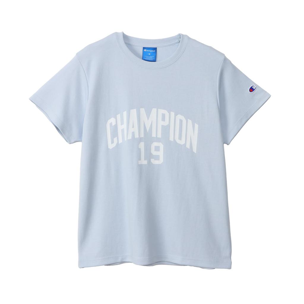 Champion Sports Short Round UV Heat Rubber Pale Sax Women's T-Shirt, CW-BS308, Sleeve, Neck, Quick-Drying, Stretch, Protection, Shielding, Print,