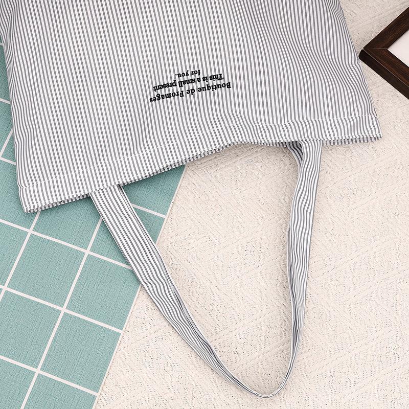 Women Shoulder Bags Casual Simple Striped All-Match Chic Commuting Korean Style Canvas Large Capacity Shopping College