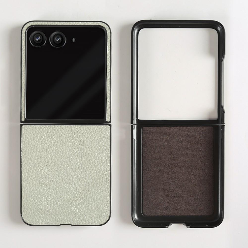 Luxe Echte Lederen Hoesje Voor Motorola Razr 50 Ultra Case Litchi patroon Razr50 telefoon Hoesje Achterkant Coque Shell Capa