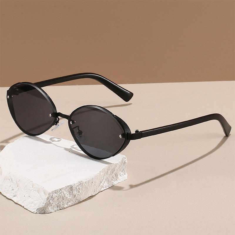 2025 Retro Metal Oval Cat Eye Sunglasses Classic Women Black Leg Sunglasses for Men Driving Outdoor Sunshade Sunglasses