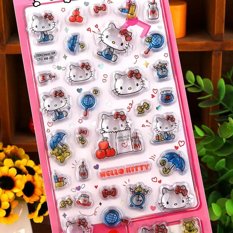3D Cartoon Hellokitty Relief Stickers Cute Glitter Stickers Phone Case Decoration Stickers DIY Handmade Notebook Album Decoratio