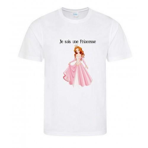 Tee shirt enfant - Princess - Lot de 2 - Manches courtes - 100% polyester - Blanc et rose