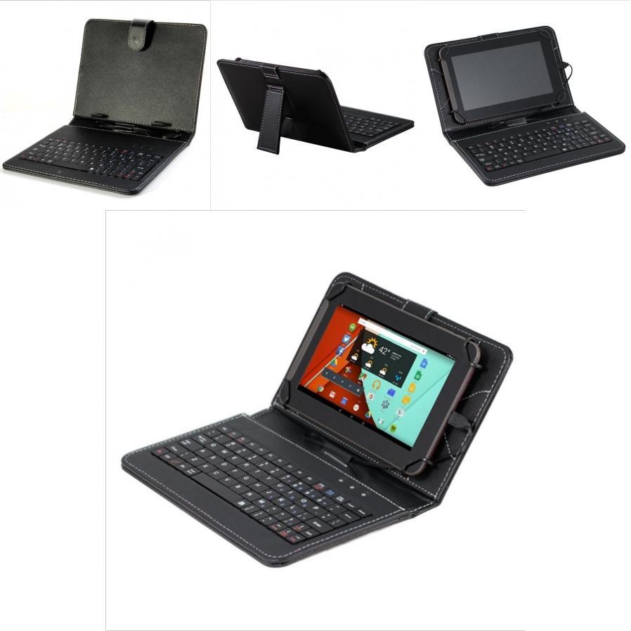 Universal 7-inch Tablet Pc Keyboard Flip Stand Case With Premium Pu Leather Protection