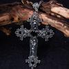 1011 New Vintage Gothic Punk Style Inlaid Jewel Cross Pendant Necklace Long Earring Clip