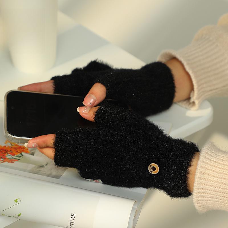 Unisex Winter Touchscreen Windproof Cycling Gloves - Knitted, Thick, Plush, Breathable, and Warm