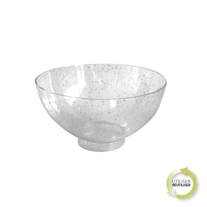 Verrines réutilisables - Paillette Argent - Lot de 25 - 50 ml - Transparent - Plastique réutilisable