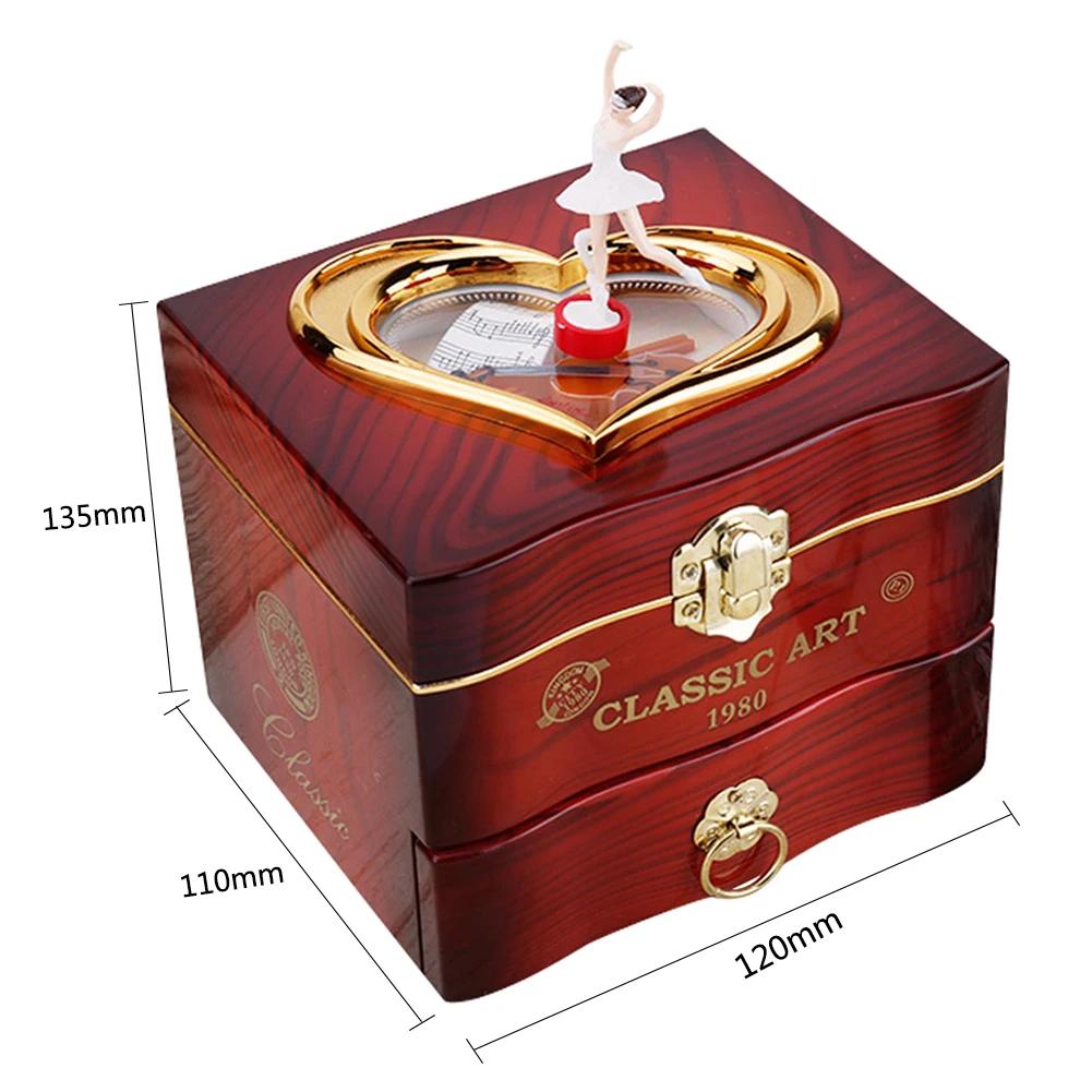 Rotating Dancer Engraved Musical Box Birthday Presents Jewelry Case Music Melody Box Retro Party Props for Souvenirs Decorations