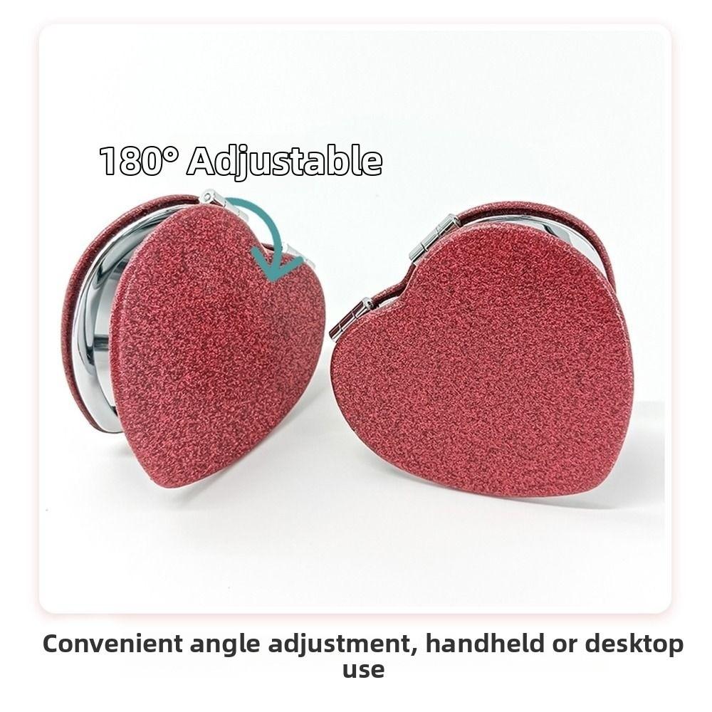 with Magnifying Heart Shaped Compact Mirror Portable Vanity Mirrors Fashion Pink Mirror for Girls