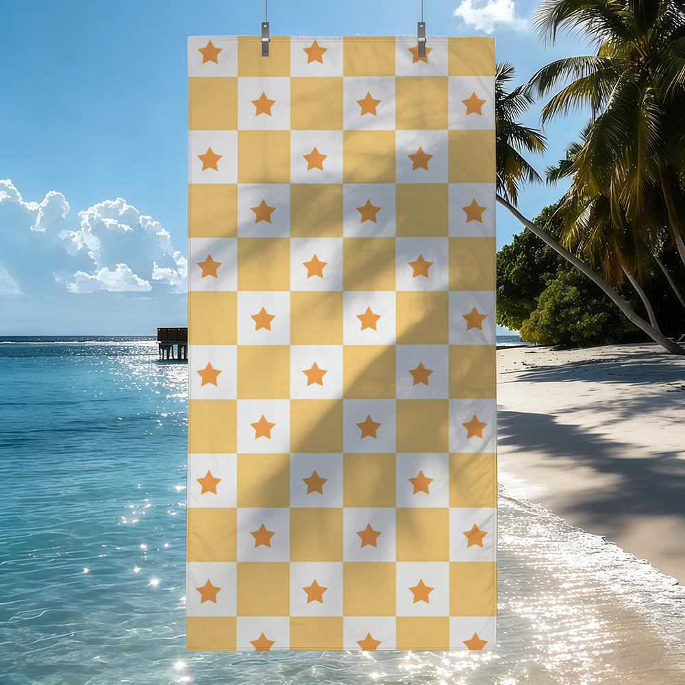 Cute Checkered Pattern Towel Quick Drying Beach Towels Are Suitable For Swimming Pools Camping Yoga And The Gym