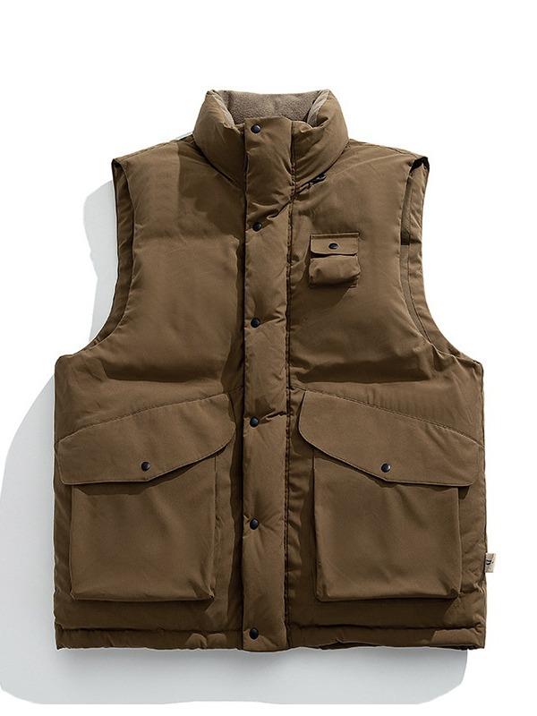 Men's Trendy Winter Cotton Vest - Functional Outdoor Wear with Thick, Warm Insulation