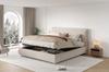 Upholstered Bed, Double Bed, 180*200cm, Hydraulic Function, Slatted Frame, Headboard, Large Storage Space, Bed Legs Made of Solid Wood, Cream, Velvet