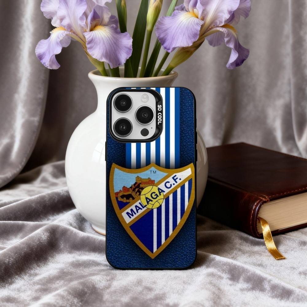 Cool M-Malaga-A C-CF-F Phone Case For iPhone17,16,15,14,13,12,11 Plus,Pro Max Black Candy Silver Plated Cover